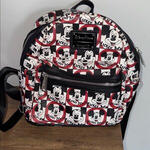 Loungefly Mickey Mouse Checkered Backpack - Red, Black, White